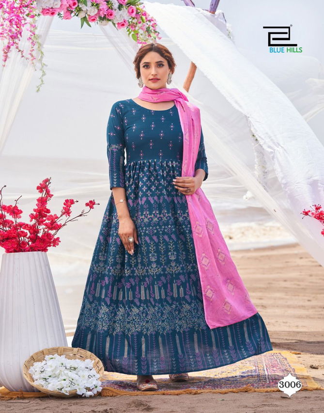 Blue Hills Walkway Dupatta Edition 3 Festive Wear Rayon Printed Kurtis Collection